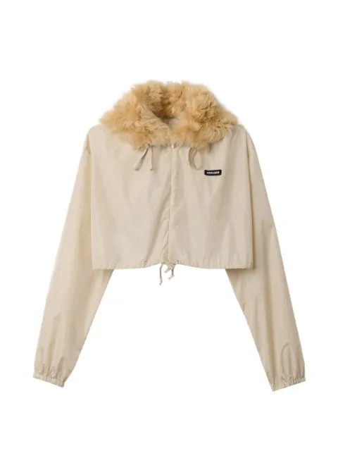 Miu Miu technical fabric and shearling windbreaker Neutrals ML1597SOOO6464