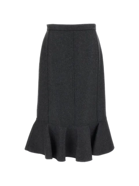 Plan C ruffled-hem midi skirt Grey GOCAH08D00TW047MEN98