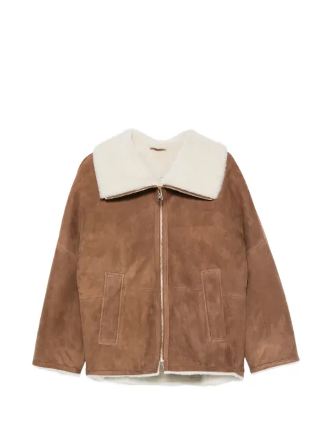 Manzoni 24 shearling-collar suede jacket Brown 26M1739S42TOBACCO