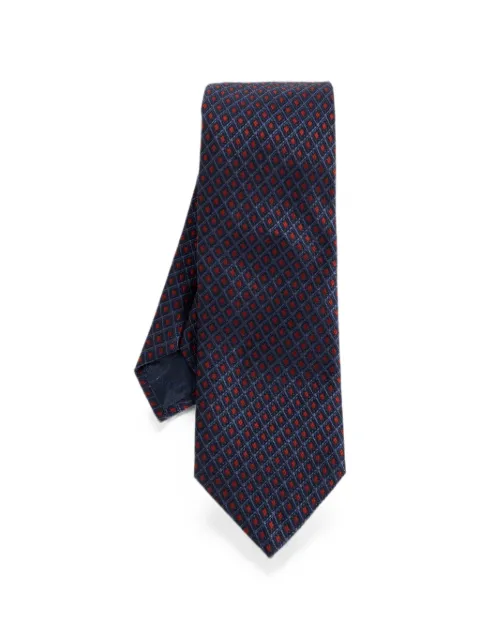 Ferragamo geometric-pattern silk tie Blue 792617