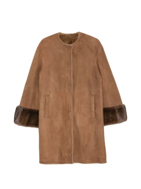 Manzoni 24 fur-trimmed collarless coat Brown 26M1773S41V
