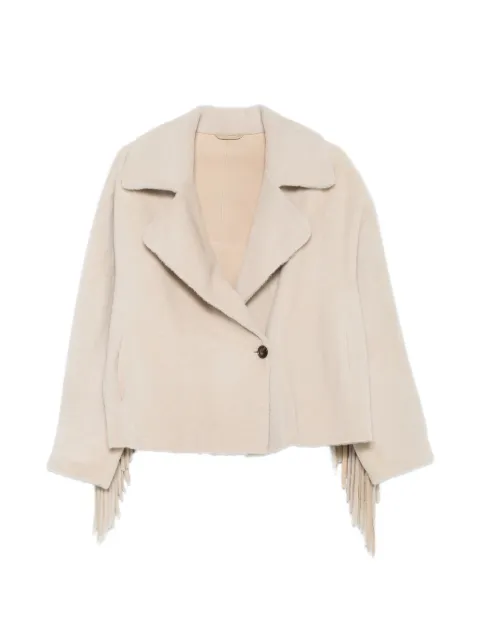 Liska fringe-detail jacket Neutrals ROUNDTLS60FRINGE