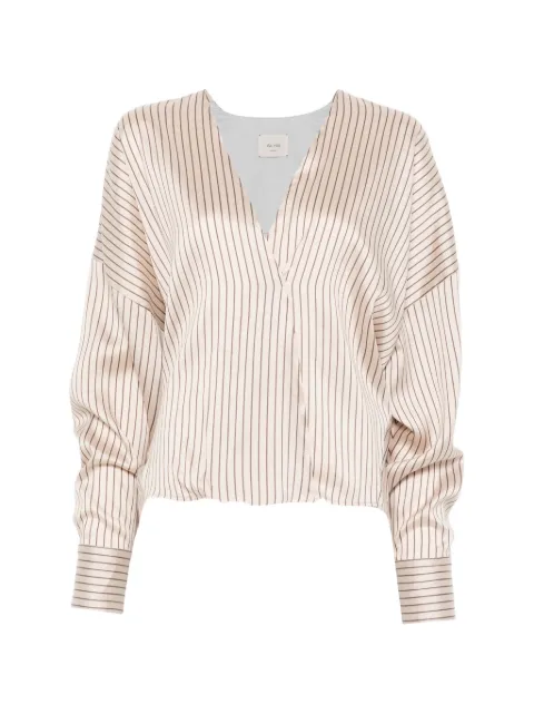 Alysi vertical-stripe long-sleeve blouse Neutrals 166210A6002