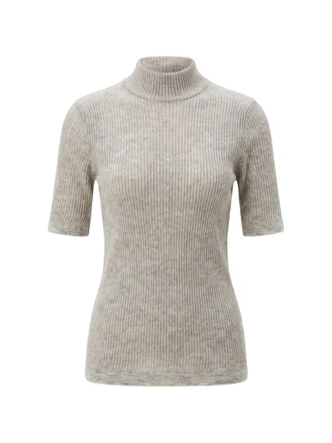 Brunello Cucinelli ribbed-knit short-sleeve sweater Neutrals MFR493704CHM47