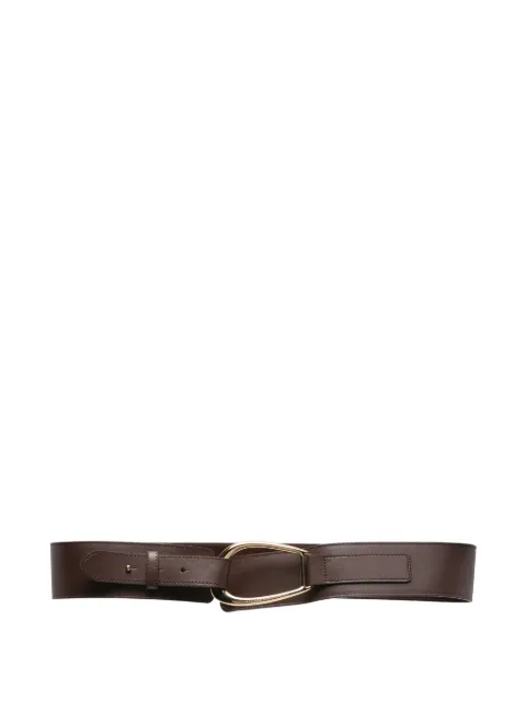 TWINSET leather sash belt with maxi buckle Brown 262TA4730