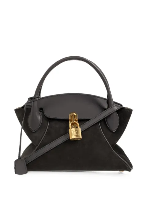 Balmain small Pulse Day suede tote bag Black HN1DA067LTXC