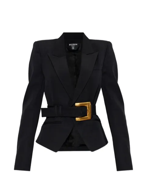 Balmain belted wool blazer Black HF1SI636WC09
