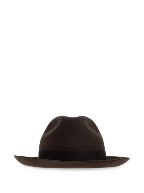 Giorgio Armani grosgrain-trim fedora hat Brown GM004156AF28917