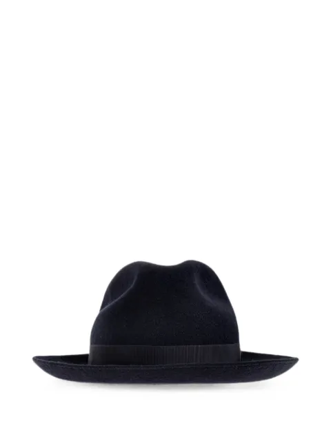Giorgio Armani grosgrain-trim fedora hat Blue GM004156AF28917