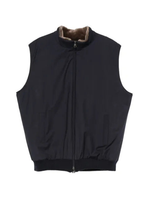 Manzoni 24 fur-trimmed zip-up gilet Blue 25U268GQ4S31X