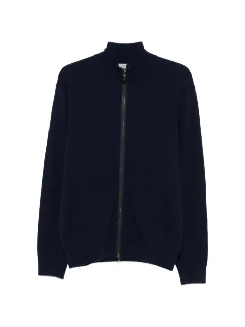 Canali zip-up ribbed-knit sweater Blue C1238MK02547