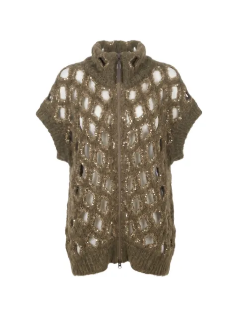 Brunello Cucinelli sequin-embellished open-knit sweater Green MNE374616CBA88