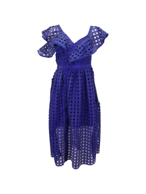 Self-Portrait one-shoulder ruffled midi dress Blue TONPUGBCL260012W