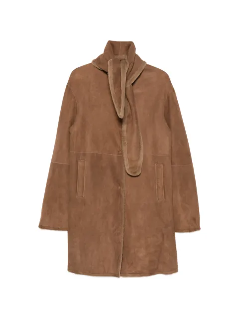 Manzoni 24 shearling-linned scarf-detail coat Brown 26M1766S41SCARF