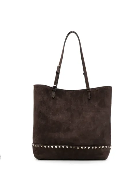 Valentino Garavani Rockstud suede tote bag Brown WB0T74KQQ