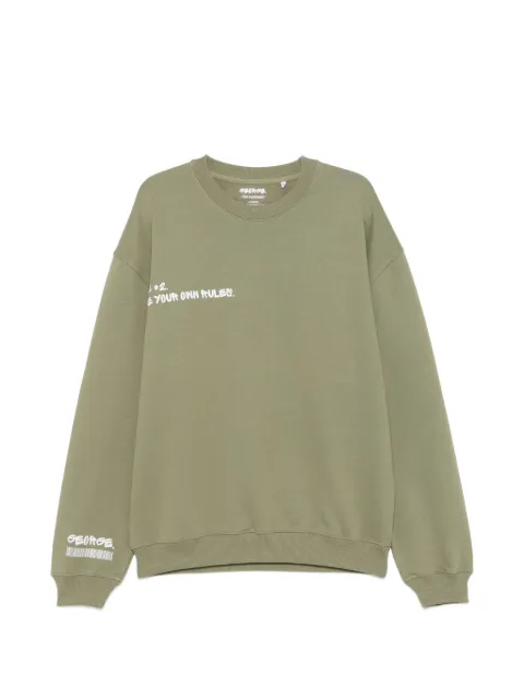 GEORGE. slogan-print crew-neck sweater Green APEXG1CNHVY011