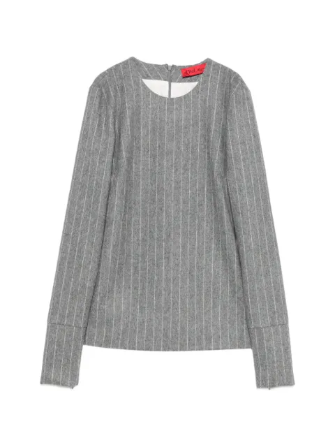 THELATEST Elisa pinstripe-pattern long-sleeve top Grey TLW04025W0233ABTP