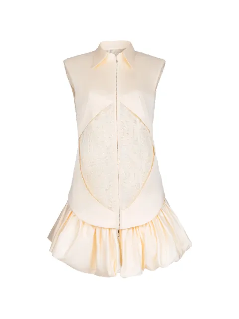 Gaby Charbachy lace-panelled bubble-skirt mini dress Neutrals OD726