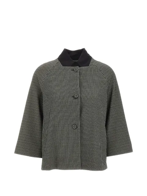 ELENA MIRÒ checked Mandarin-collar jacket Black R007Z000050N001