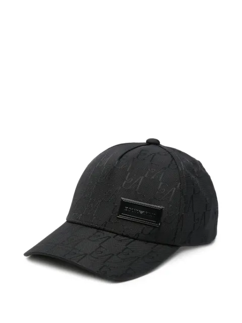 Emporio Armani monogram-jacquard touch-strap baseball cap Black EM006640AF28810UC001