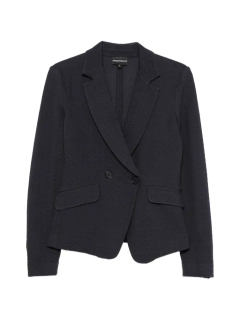 Emporio Armani double-breasted textured jacket Blue EW004715AF25840UB092