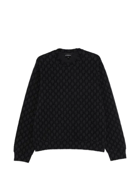 Emporio Armani monogram-pattern long-sleeve sweater Black EM006874AF10013