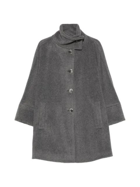 Emporio Armani button-fastening funnel-neck coat Grey EW004836TE21426M8004