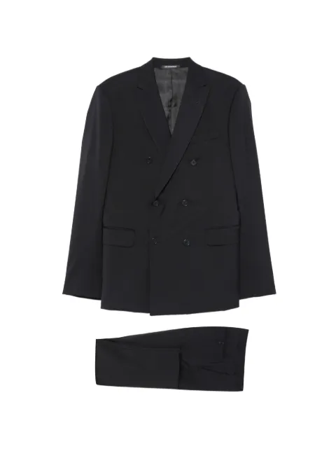 Emporio Armani double-breasted virgin-wool suit Black EM005562TE10155UB081