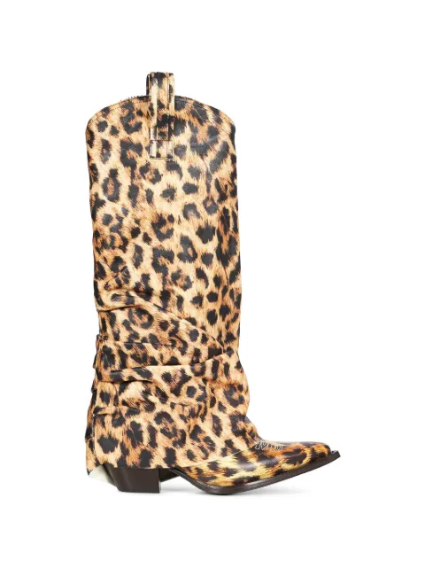 R13 leopard-print slouchy boots Neutrals R13S0107S263A