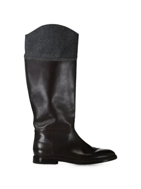 Brunello Cucinelli Monili-trim leather riding boots Brown MZOLC3309C8279