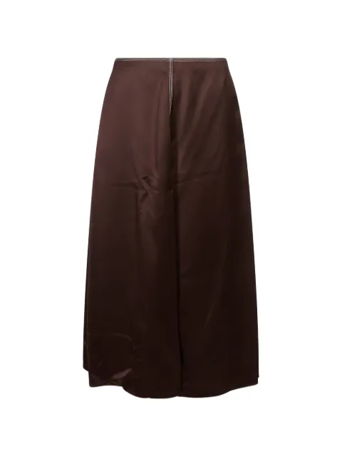 Marni contrast-stitch satin midi skirt Brown GOMA0861A1UTV74