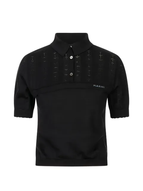 Marni pointelle-knit polo shirt Black POMD0067EQUFZ634
