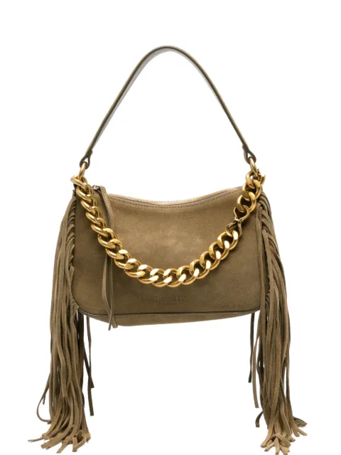 TWINSET fringe-trim suede tote bag Green 262TB7205