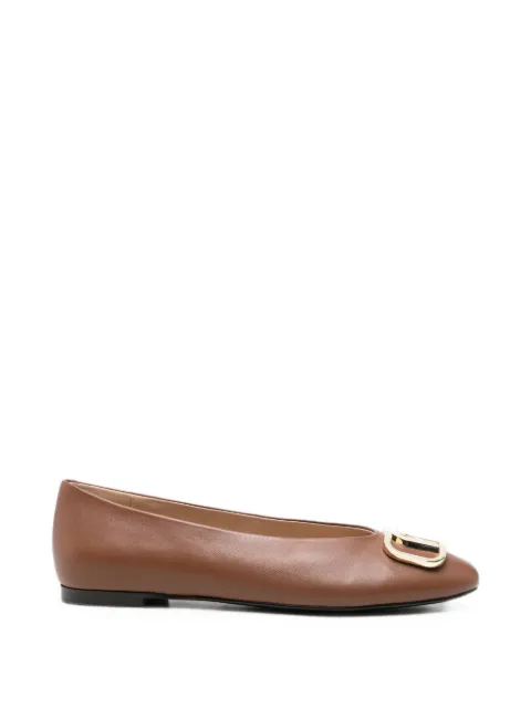 Furla logo-plaque leather ballet flats Brown YM40LIEX3000003B0
