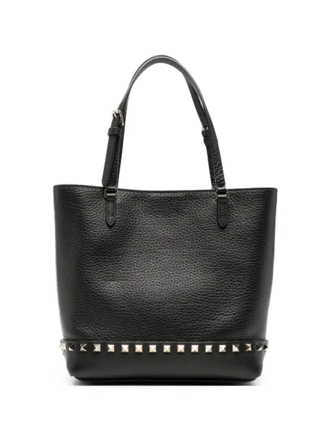 Valentino Garavani Rockstud grained leather tote bag Black WB0T75VSF