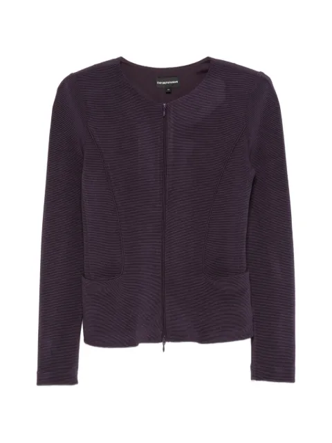 Emporio Armani ribbed-knit zip-up jacket Purple EW004705AF25834UA140