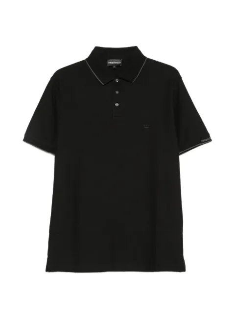 Emporio Armani logo-embroidered contrast-trim polo shirt Black EM007355AF10497UC001