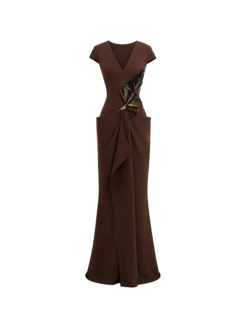 Gemy Maalouf embellished draped dress Brown GMPF267921LD