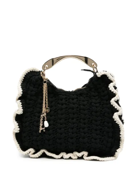 TWINSET crochet ruffled-trim tote bag Black 262TB7290