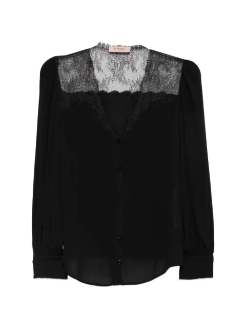 TWINSET lace-trim button-up blouse Black 262TP2481