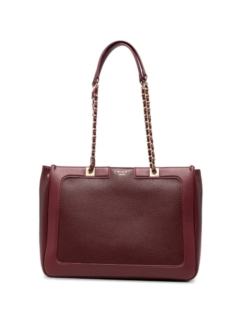 TWINSET logo-detail chain-link shoulder bag Red 262TB7040