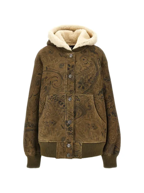 ETRO Paisley-motif shearling-lined jacket Brown WROG0005AK17E
