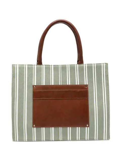 MAISON123 striped cotton tote bag Green 6559628