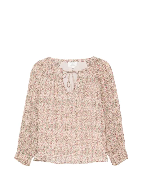 MAISON123 Damia floral-print tie-neck blouse Neutrals 6559831