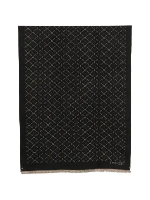 TWINSET logo-jacquard frayed scarf Black 262AP4300