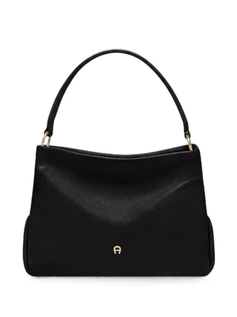 AIGNER small Paola pebbled leather tote bag Black 136228