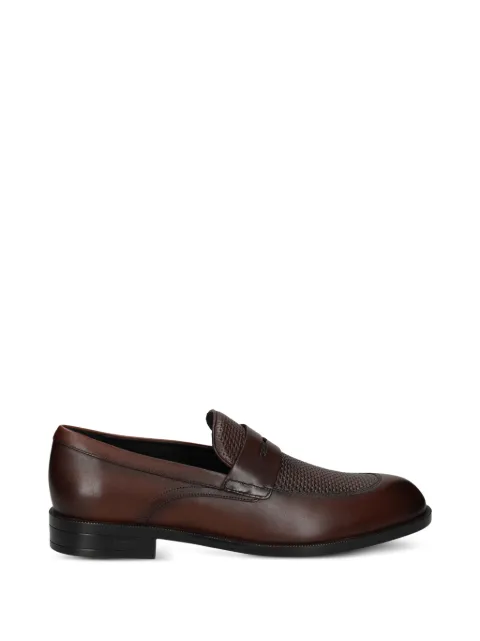 BOSS textured-panel penny-slot loafers Brown 50568824