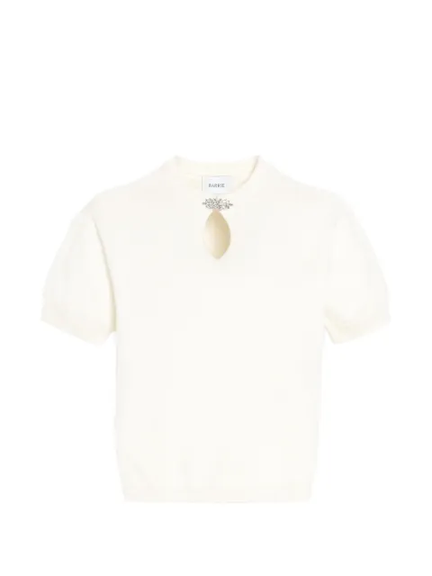 Barrie gem-embellished keyhole-detail knitted T-shirt White C300722