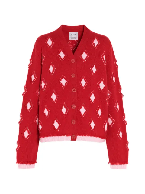 Barrie argyle-motif cashmere cardigan Red C343284
