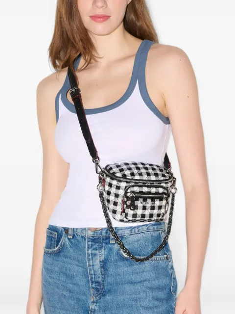 Mz Wallace micro Crosby gingham quilted crossbody bag Black 1555C